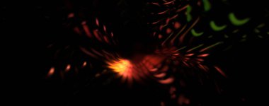 Işık parçacık izleri. Parlayan parçacıkları ve çizgileri olan ışık patlaması yıldızı. Güzel hareketli soyut ışın arkaplanı.