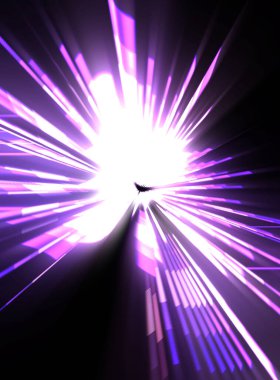 Fütürist mercek patlaması. Parlayan parçacıkları ve çizgileri olan ışık patlaması yıldızı. Güzel soyut ışın arkaplanı.