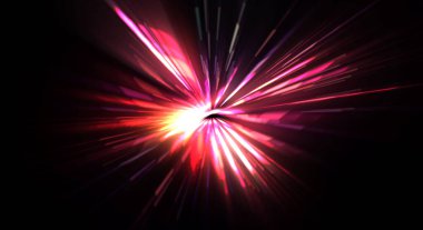 Fütürist mercek patlaması. Parlayan parçacıkları ve çizgileri olan ışık patlaması yıldızı. Güzel soyut ışın arkaplanı.