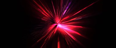 Fütürist mercek patlaması. Parlayan parçacıkları ve çizgileri olan ışık patlaması yıldızı. Güzel soyut ışın arkaplanı.