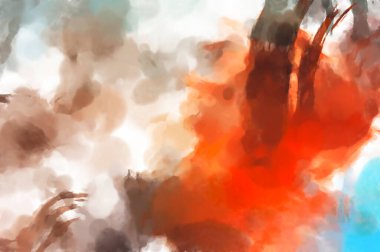 El yapımı sürreal soyut desenli suluboya. Modern sanatsal resim. 2D çizim. Arkaplan boyası karışımı. Yaratıcı duvar sanatı. Çağdaş sanat