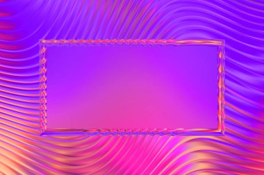 Soyut çerçeveli arkaplan. Renkli, canlı, dalgalı bir duvar kağıdı. Merkezi çerçeveli yaratıcı grafik 2d çizim. Dinamik şekilli modaya uygun sıvı örtüsü.