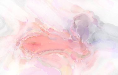 Yumuşak suluboya duvar kağıdı. Hafifçe fırçalanmış renkleri olan sanatsal bir resim. Pastel renkler arkaplana dokunmuş. Soyut duvar sanatı..