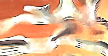 Soyut arkaplanda pürüzlü fırça darbeleri. Fırça boyası. Renkli boya darbeleri. Eşsiz duvar sanatı. Tuvaldeki modern sanat. Renkli çağdaş sanat eserleri. 