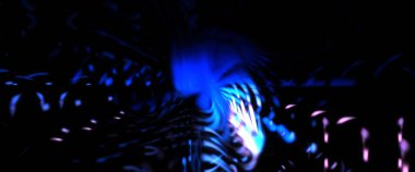 Işık parçacık izleri. Parlayan parçacıkları ve çizgileri olan ışık patlaması yıldızı. Güzel hareketli soyut ışın arkaplanı.