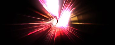 Fütürist mercek patlaması. Parlayan parçacıkları ve çizgileri olan ışık patlaması yıldızı. Güzel soyut ışın arkaplanı.