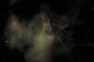 Galaksi uzayındaki yıldız alanı renkli nebula ile. Uzayın derinliklerinin bilim kurgu geçmişi. Ruhsal duvar kağıdı.