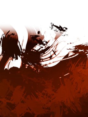 Taranmış Boyalı Soyut Arkaplan. Vahşi kaotik fırça darbeleri. Boya darbeleri. 2D İllüstrasyon. Fırça darbeli resim. 