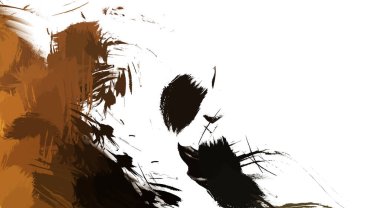 Taranmış Boyalı Soyut Arkaplan. Vahşi kaotik fırça darbeleri. Boya darbeleri. 2D İllüstrasyon. Fırça darbeli resim. 