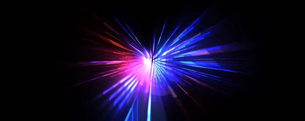 未来派镜头照明弹具有发光粒子和线的光爆恒星 美丽的抽象射线背景 — 图库照片