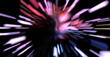 Işık parçacık izleri. Parlayan parçacıkları ve çizgileri olan ışık patlaması yıldızı. Güzel hareketli soyut ışın arkaplanı.