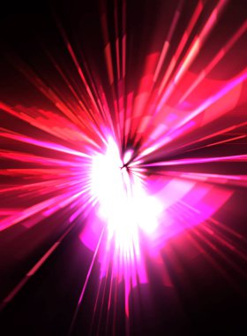 Fütürist mercek patlaması. Parlayan parçacıkları ve çizgileri olan ışık patlaması yıldızı. Güzel soyut ışın arkaplanı.