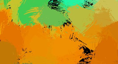 Canlı fırça darbeleriyle boyanmış. Renkli desenli resim. Fırçalanmış duvar kağıdını boya.