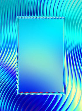 Soyut çerçeveli arkaplan. Renkli, canlı, dalgalı bir duvar kağıdı. Merkezi çerçeveli yaratıcı grafik 2d çizim. Dinamik şekilli modaya uygun sıvı örtüsü.