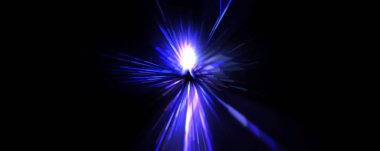 Fütürist mercek patlaması. Parlayan parçacıkları ve çizgileri olan ışık patlaması yıldızı. Güzel soyut ışın arkaplanı.