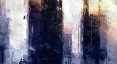 Soyut arkaplanda pürüzlü fırça darbeleri. Fırça boyası. Renkli boya darbeleri. Eşsiz duvar sanatı. Tuvaldeki modern sanat. Renkli çağdaş sanat eserleri. 