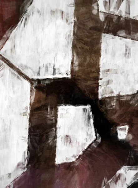 Soyut arkaplanda pürüzlü fırça darbeleri. Fırça boyası. Renkli boya darbeleri. Eşsiz duvar sanatı. Tuvaldeki modern sanat. Renkli çağdaş sanat eserleri. 