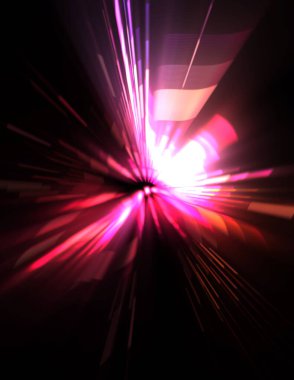 Fütürist mercek patlaması. Parlayan parçacıkları ve çizgileri olan ışık patlaması yıldızı. Güzel soyut ışın arkaplanı.