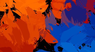 Canlı fırça darbeleriyle boyanmış. Renkli desenli resim. Fırçalanmış duvar kağıdını boya.