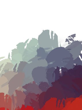 Taranmış Boyalı Soyut Arkaplan. Vahşi kaotik fırça darbeleri. Boya darbeleri. 2D İllüstrasyon. Fırça darbeli resim. 