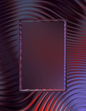 Soyut çerçeveli arkaplan. Renkli, canlı, dalgalı bir duvar kağıdı. Merkezi çerçeveli yaratıcı grafik 2d çizim. Dinamik şekilli modaya uygun sıvı örtüsü.