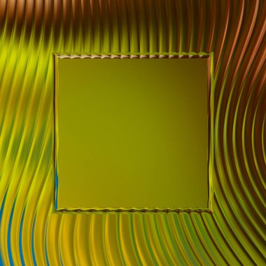 Soyut çerçeveli arkaplan. Renkli, canlı, dalgalı bir duvar kağıdı. Merkezi çerçeveli yaratıcı grafik 2d çizim. Dinamik şekilli modaya uygun sıvı örtüsü.