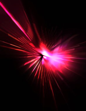 Fütürist mercek patlaması. Parlayan parçacıkları ve çizgileri olan ışık patlaması yıldızı. Güzel soyut ışın arkaplanı.