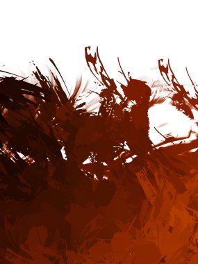 Taranmış Boyalı Soyut Arkaplan. Vahşi kaotik fırça darbeleri. Boya darbeleri. 2D İllüstrasyon. Fırça darbeli resim. 