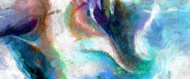 Soyut arkaplanda pürüzlü fırça darbeleri. Fırça boyası. Renkli boya darbeleri. Eşsiz duvar sanatı. Tuvaldeki modern sanat. Renkli çağdaş sanat eserleri. 