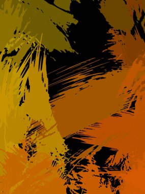 Vahşi fırça darbeleriyle yaratıcı soyut resim. Artistik fırça darbeleriyle donatılmış. Renkli ve canlı bir tasvir. Boyalı sanat.