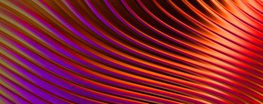 Soyut arkaplan. Renkli dalgalı yansıtıcı duvar kağıdı. Duvar kağıdı, afiş, arkaplan, kart, kitap kapağı veya web sitesi için grafiksel resimleme.