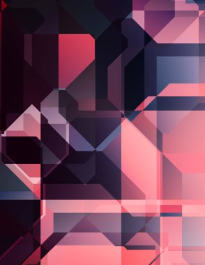 Renkli ve canlı geometrik şekiller katmanları var. Bir teknoloji planının dijital illüstrasyonu. Gelecekçi tasarım şablonu.