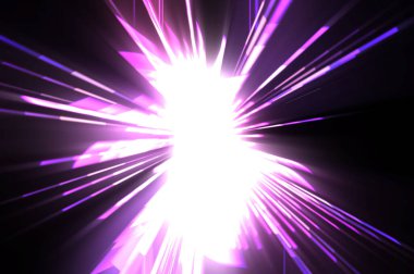 Fütürist mercek patlaması. Parlayan parçacıkları ve çizgileri olan ışık patlaması yıldızı. Güzel soyut ışın arkaplanı.