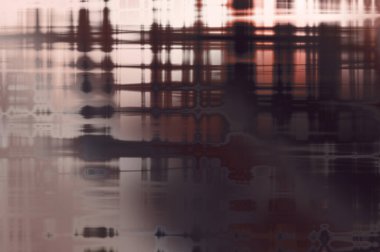 Soyut arkaplan. Yaşlanmış grunge dokusunda geometrik elementler. Farklı renk desenli grafiksel illüstrasyon.