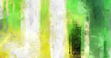 Soyut arkaplanda pürüzlü fırça darbeleri. Fırça boyası. Renkli boya darbeleri. Eşsiz duvar sanatı. Tuvaldeki modern sanat. Renkli çağdaş sanat eserleri. 