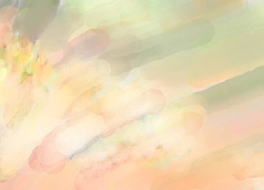 Pastel renklerde suluboya resim. Poster, duvar sanatı, afiş, kart, kitap kapağı ya da ambalaj için rahatlatıcı kompozisyonun yumuşak renkli çizimi. Modern fırça darbeleri resim.