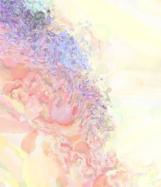 Pastel renklerde suluboya resim. Poster, duvar sanatı, afiş, kart, kitap kapağı ya da ambalaj için rahatlatıcı kompozisyonun yumuşak renkli çizimi. Modern fırça darbeleri resim.