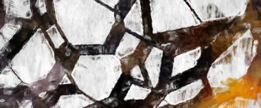 Soyut arkaplanda pürüzlü fırça darbeleri. Fırça boyası. Renkli boya darbeleri. Eşsiz duvar sanatı. Tuvaldeki modern sanat. Renkli çağdaş sanat eserleri. 