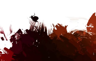 Taranmış Boyalı Soyut Arkaplan. Vahşi kaotik fırça darbeleri. Boya darbeleri. 2D İllüstrasyon. Fırça darbeli resim. 