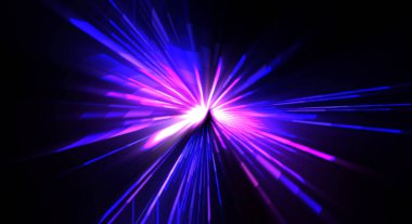 Fütürist mercek patlaması. Parlayan parçacıkları ve çizgileri olan ışık patlaması yıldızı. Güzel soyut ışın arkaplanı.