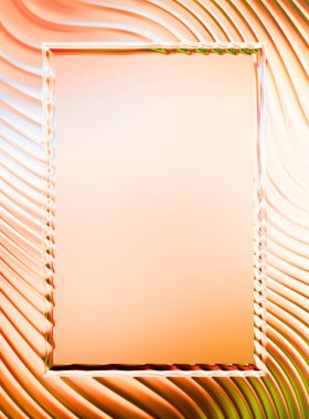 Soyut çerçeveli arkaplan. Renkli, canlı, dalgalı bir duvar kağıdı. Merkezi çerçeveli yaratıcı grafik 2d çizim. Dinamik şekilli modaya uygun sıvı örtüsü.