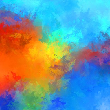 Canlı fırça darbeleriyle boyanmış. Renkli desenli resim. Fırçalanmış duvar kağıdını boya.