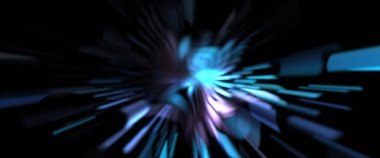 Işık parçacık izleri. Parlayan parçacıkları ve çizgileri olan ışık patlaması yıldızı. Güzel hareketli soyut ışın arkaplanı.