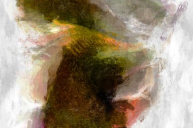 Soyut arkaplanda pürüzlü fırça darbeleri. Fırça boyası. Renkli boya darbeleri. Eşsiz duvar sanatı. Tuvaldeki modern sanat. Renkli çağdaş sanat eserleri. 