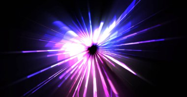 Fütürist mercek patlaması. Parlayan parçacıkları ve çizgileri olan ışık patlaması yıldızı. Güzel soyut ışın arkaplanı.
