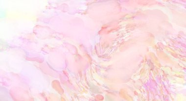 Alkol mürekkebini andıran rahatlatıcı fırça darbelerinin modern resmi. Poster, duvar sanatı, afiş, kart, kitap kapağı veya ambalaj için pastel renkli suluboya resim.