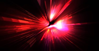 Fütürist mercek patlaması. Parlayan parçacıkları ve çizgileri olan ışık patlaması yıldızı. Güzel soyut ışın arkaplanı.