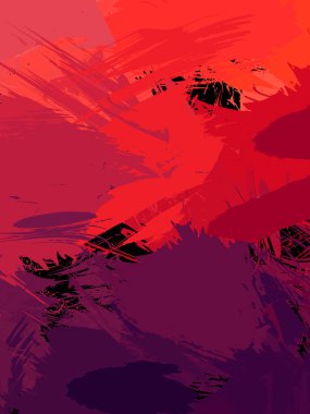 Vahşi fırça darbeleriyle yaratıcı soyut resim. Artistik fırça darbeleriyle donatılmış. Renkli ve canlı bir tasvir. Boyalı sanat.