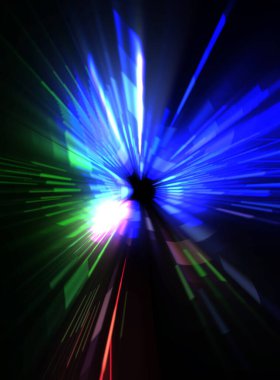 Fütürist mercek patlaması. Parlayan parçacıkları ve çizgileri olan ışık patlaması yıldızı. Güzel soyut ışın arkaplanı.