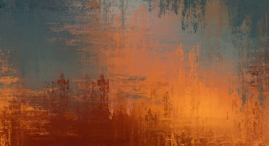 Çapraz vahşi fırça darbeleriyle arka plan. Renkli ve canlı bir tasvir. Boyalı sanat. Yaratıcı soyut resim.